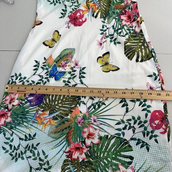 Neharsha Sleeveless Midi Dress Size M Butterfly Floral Tropical Slit Beach - Picture 10 of 13